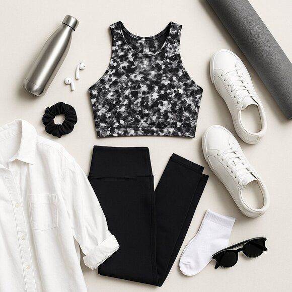 Athleta NWT Conscious Crop Sports Bra I XS I High Neck Longline I Watercolor - Picture 2 of 8